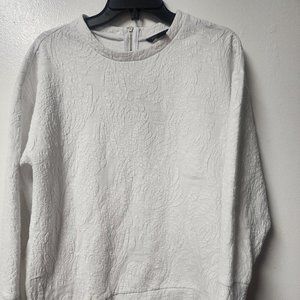 Banana Republic White Embossed Long Sleeve Tunic Top Medium Petite